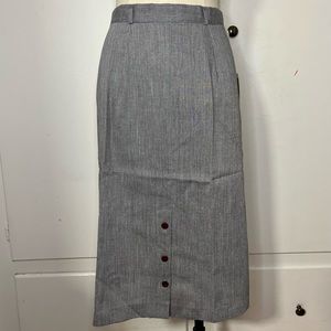 Vintage 70s/80s Cinnamon Stik Pinstripe Gray Midi Pencil Skirt Deadstock